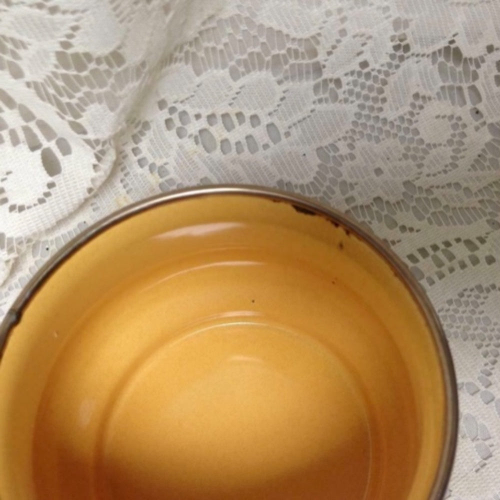 Vintage, MacKenzie Childs Mustard Yellow Floral Enamelware 9pcTea Set