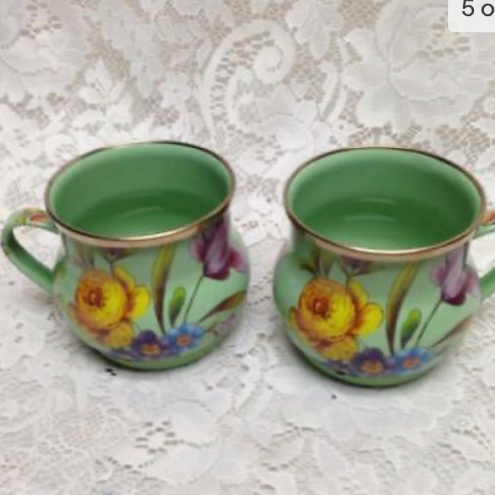 Vintage, MacKenzie Childs Green Enamelware 4pcTea -Luncheon Set