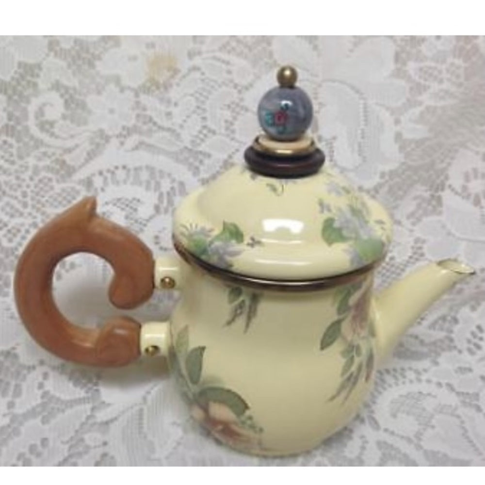 1983 Camp MacKenzie Childs Ltd., Beige Floral Enamelware, 7pcTea Set
