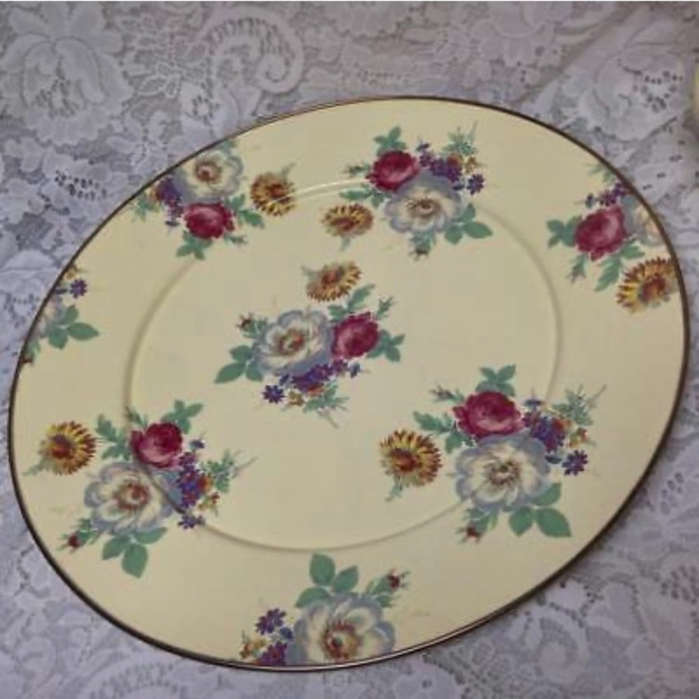 1983 Camp MacKenzie Childs Ltd., Beige Floral Enamelware, 7pcTea Set