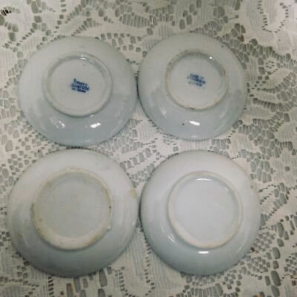 Vintage Occupied Japan Blue Willow 17pc Child’s Tea Set w/ Bamboo Picnic Basket