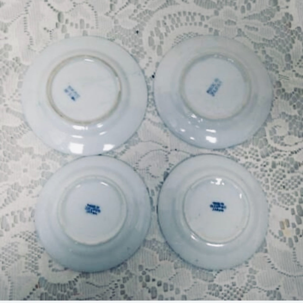 Vintage Occupied Japan Blue Willow 17pc Child’s Tea Set w/ Bamboo Picnic Basket