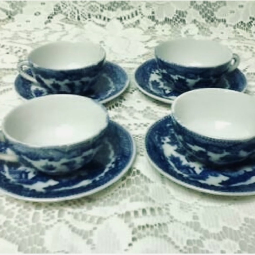 1950s, Japan Blue Willow, 17-pc Large Size, Childs Tea Set