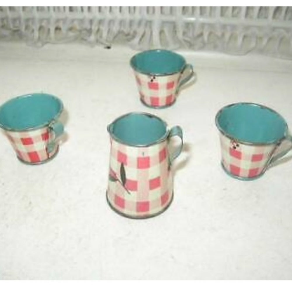 Rare, 1930s Ohio Art, FB Peat’s Humpty Dumpty 11-pc Childs Tin Tea Set