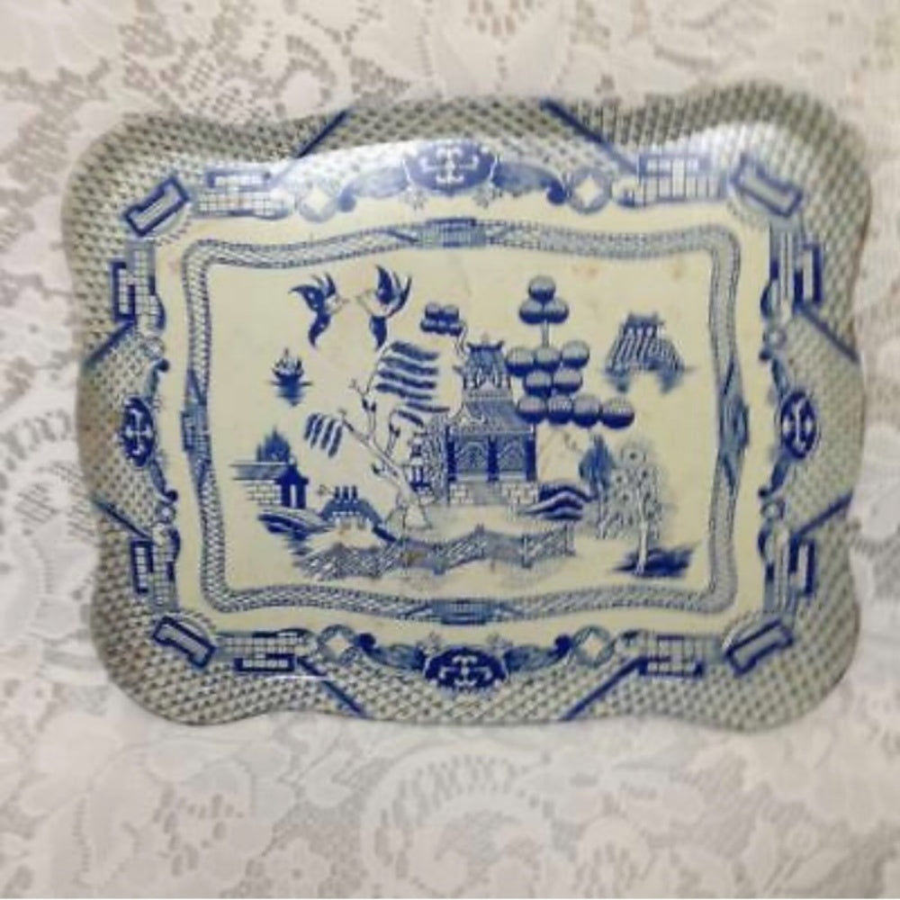 1950s, Ohio Art Blue Willow 23-pc Child’s Tin Tea Set