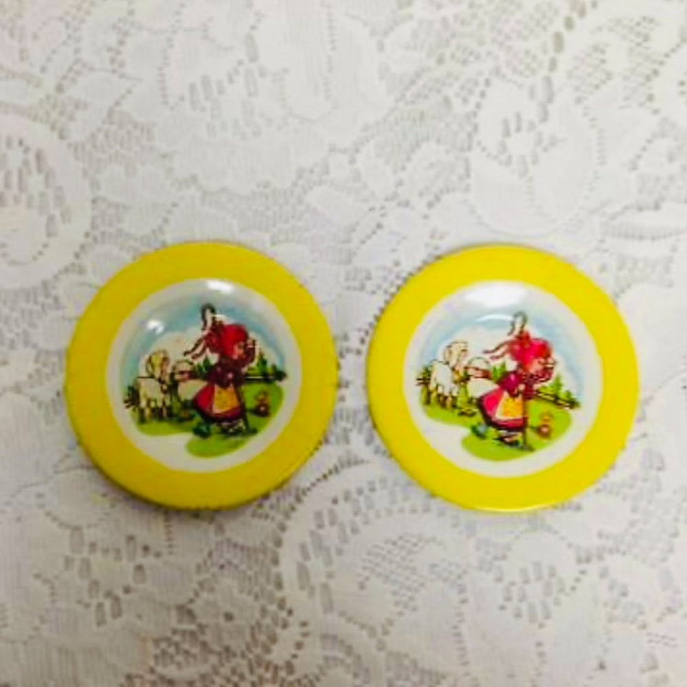 1960s, Rare 10-pc Wolverine Bo-Peep Child’s Tin Tea Set