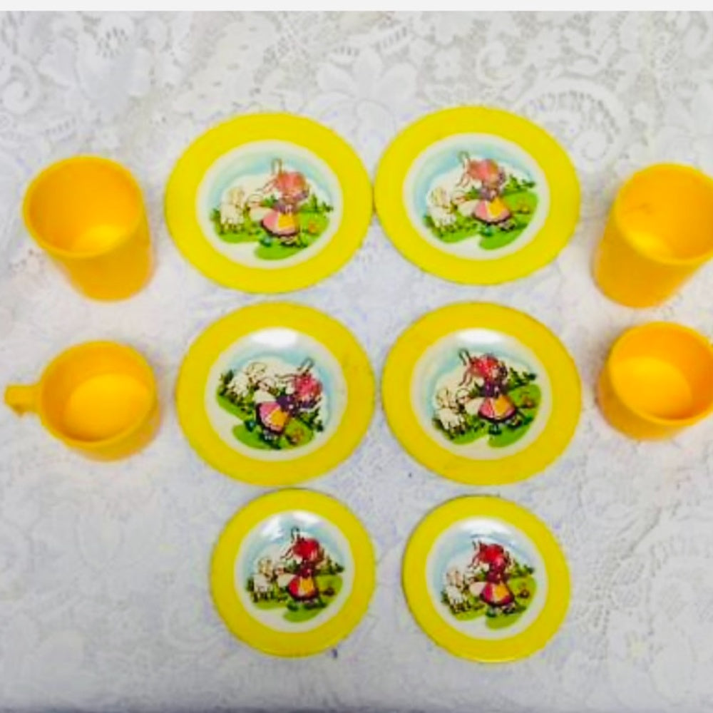 1960s, Rare 10-pc Wolverine Bo-Peep Child’s Tin Tea Set