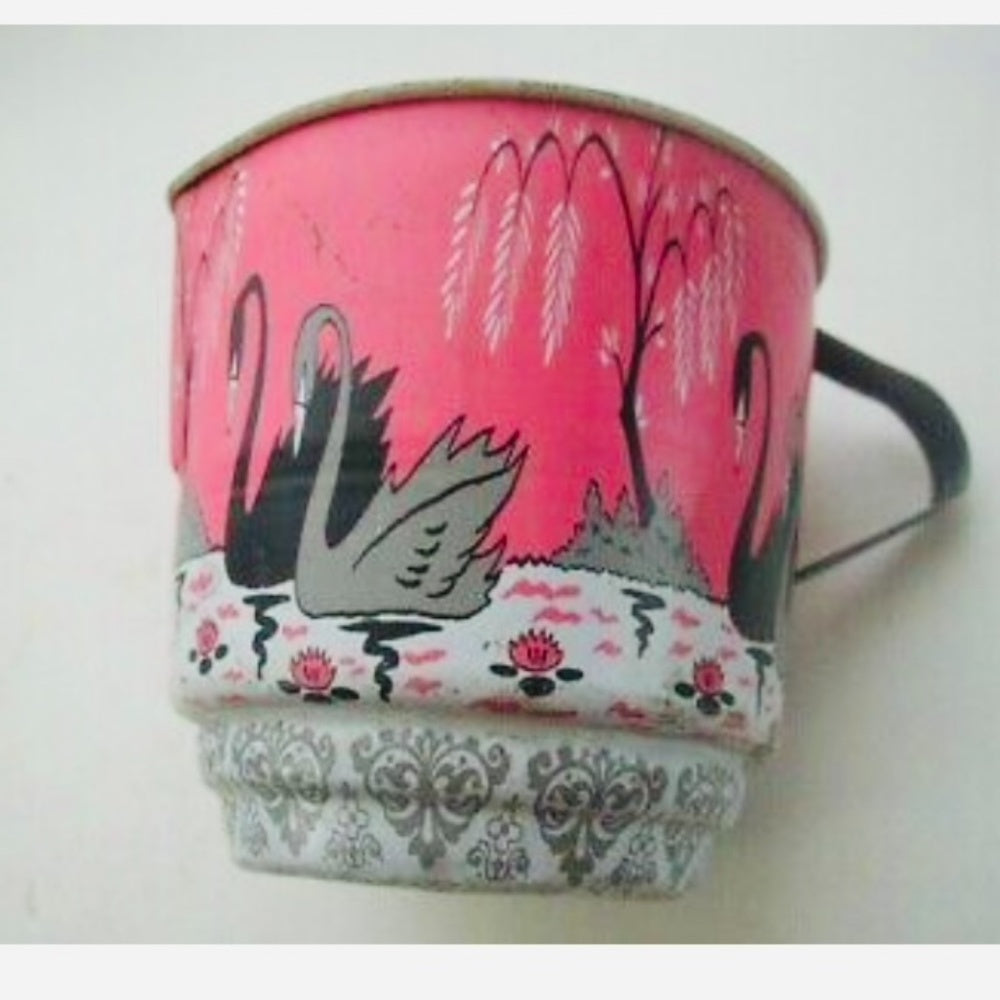 1956 Ohio Art, Pink Willow with Swans Child’s Tin Tea Set