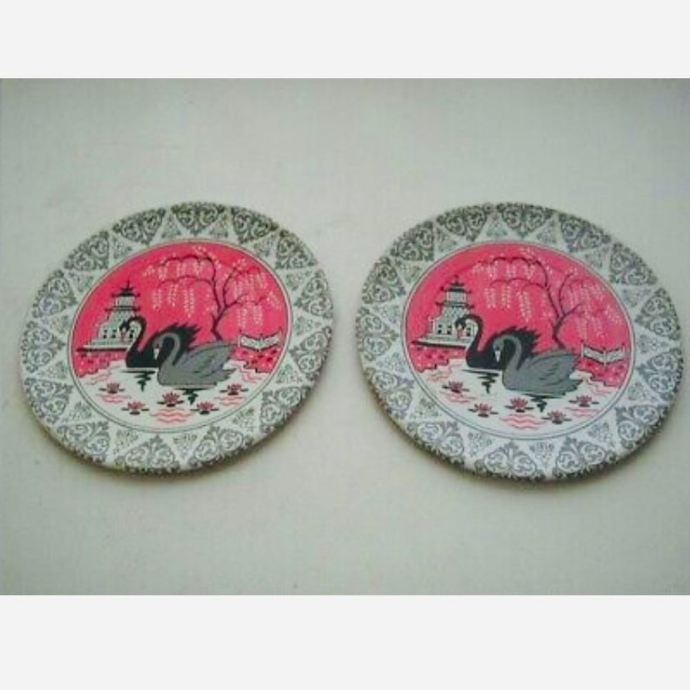 1956 Ohio Art, Pink Willow with Swans Child’s Tin Tea Set