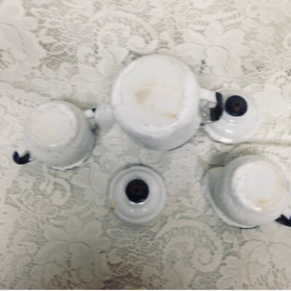 Antique, Rare, 17pc Nursery Rhyme, Enamelware Tea Set