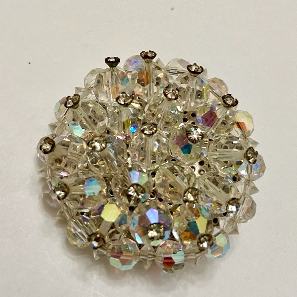 Vintage Aurora Borealis Rhinestone 2in Brooch