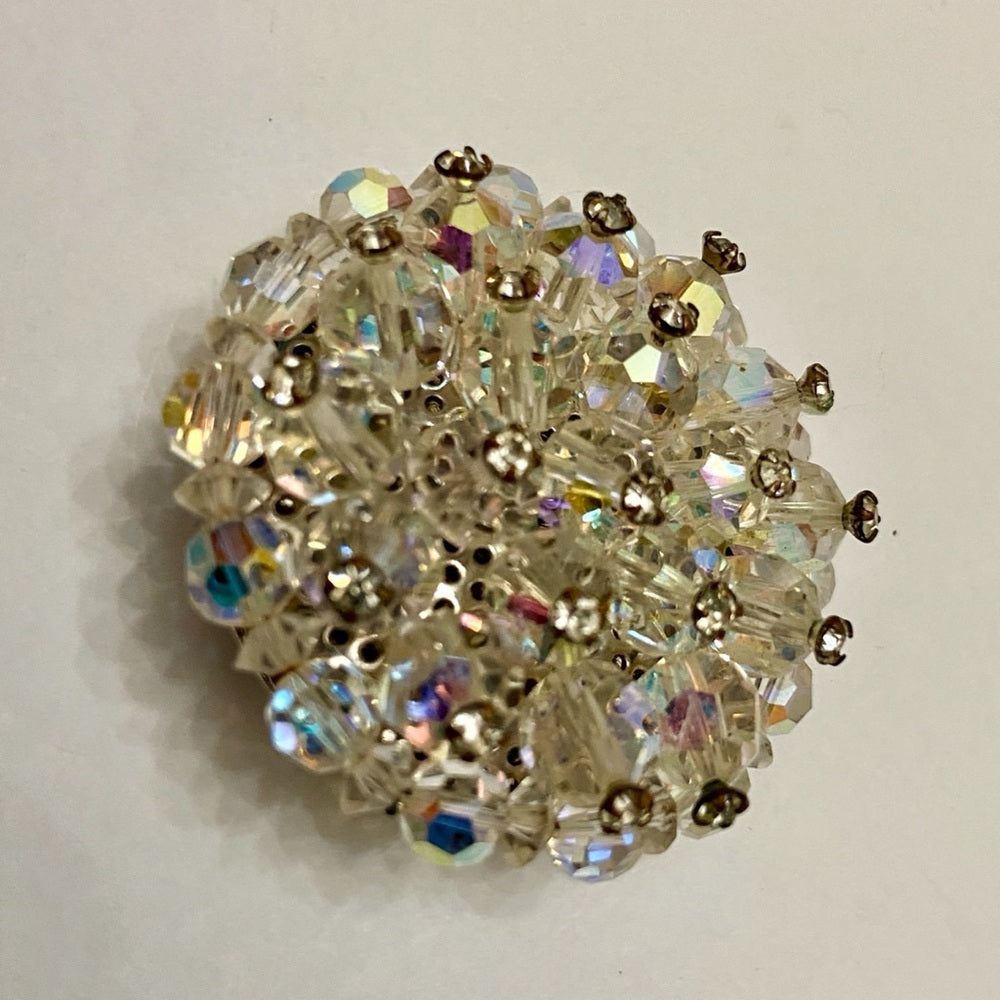 Vintage Aurora Borealis Rhinestone 2in Brooch