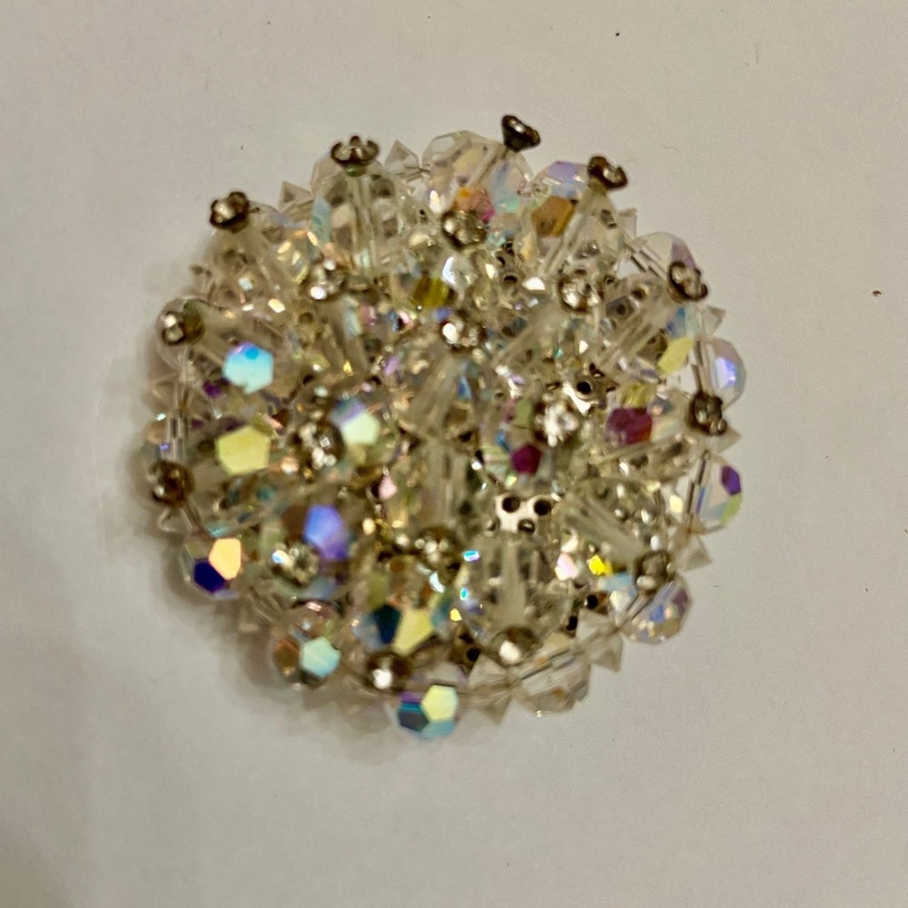 Vintage Aurora Borealis Rhinestone 2in Brooch
