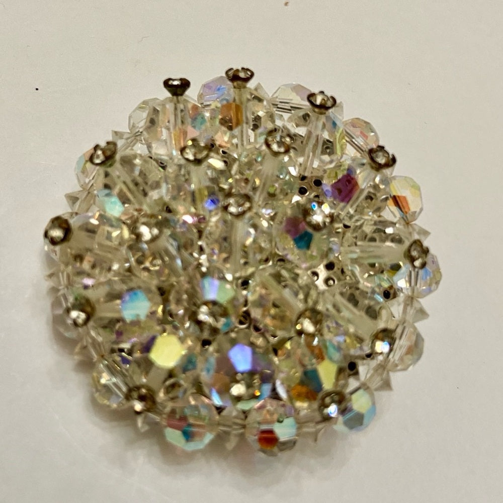 Vintage Aurora Borealis Rhinestone 2in Brooch