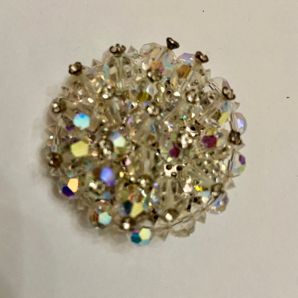 Vintage Aurora Borealis Rhinestone 2in Brooch