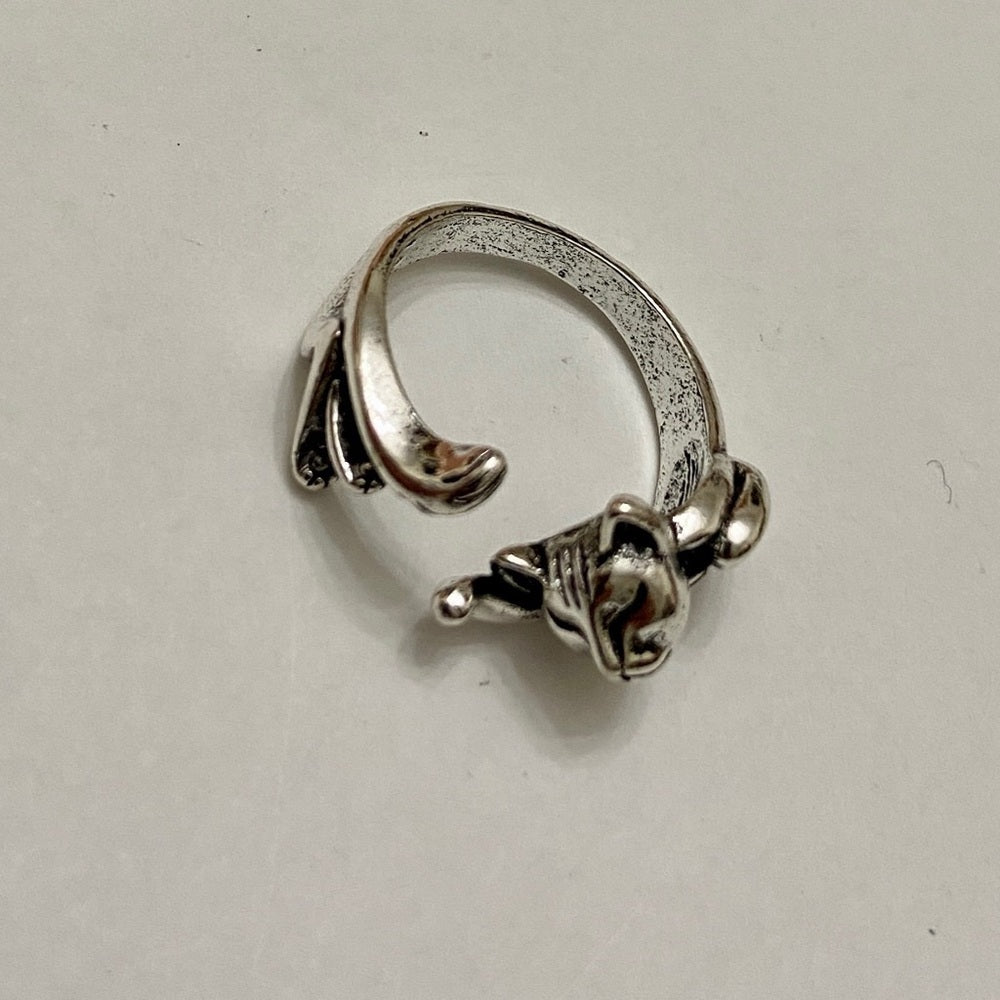 Custom Made Cat Hugger Silver Tone Ring