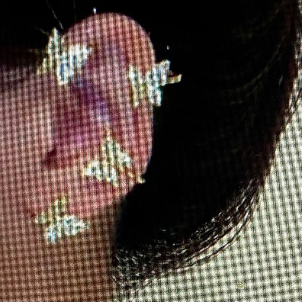 Unique, Elegant Butterfly Gold Clip-on Earrings (Left Side)