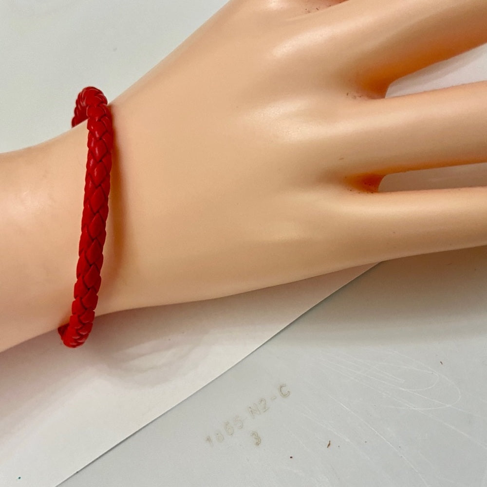 Red Braided Leather Bracelet with Padlock Charm