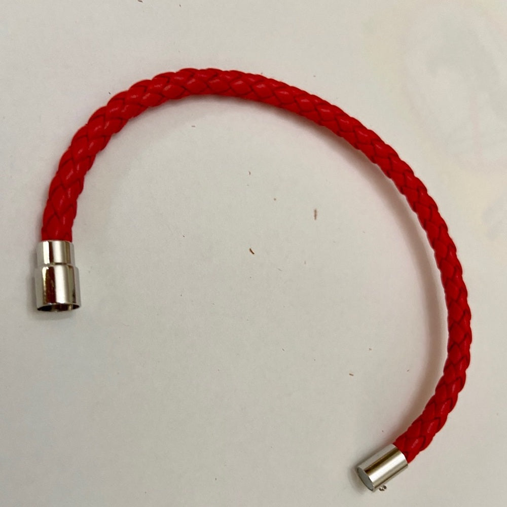 Red Braided Leather Bracelet with Padlock Charm