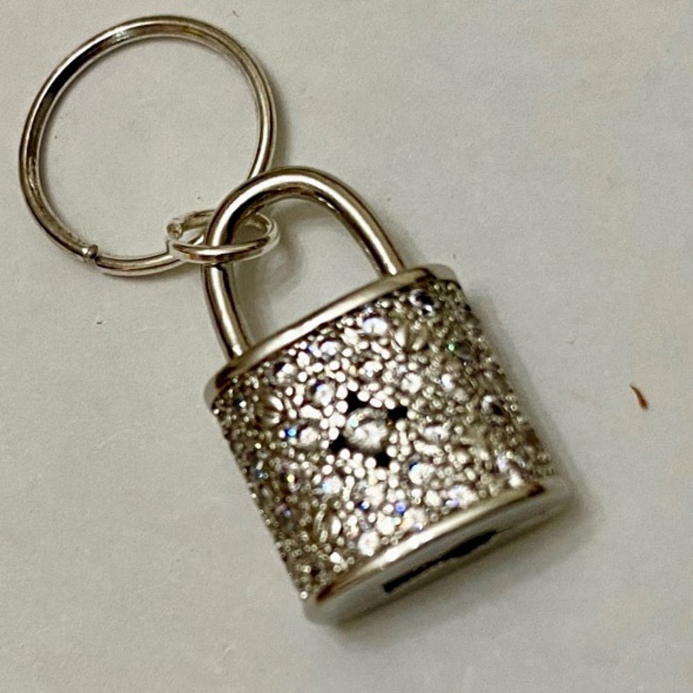 Silver Tone Elegant Padlock Charm with 16in Chain Necklace