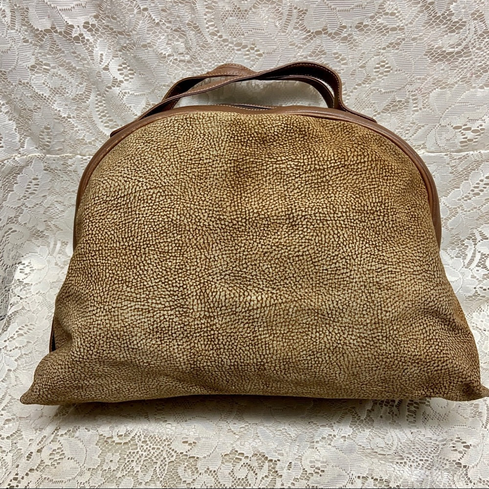 Borbonese Red Wall Quail Suede Leather Handbag