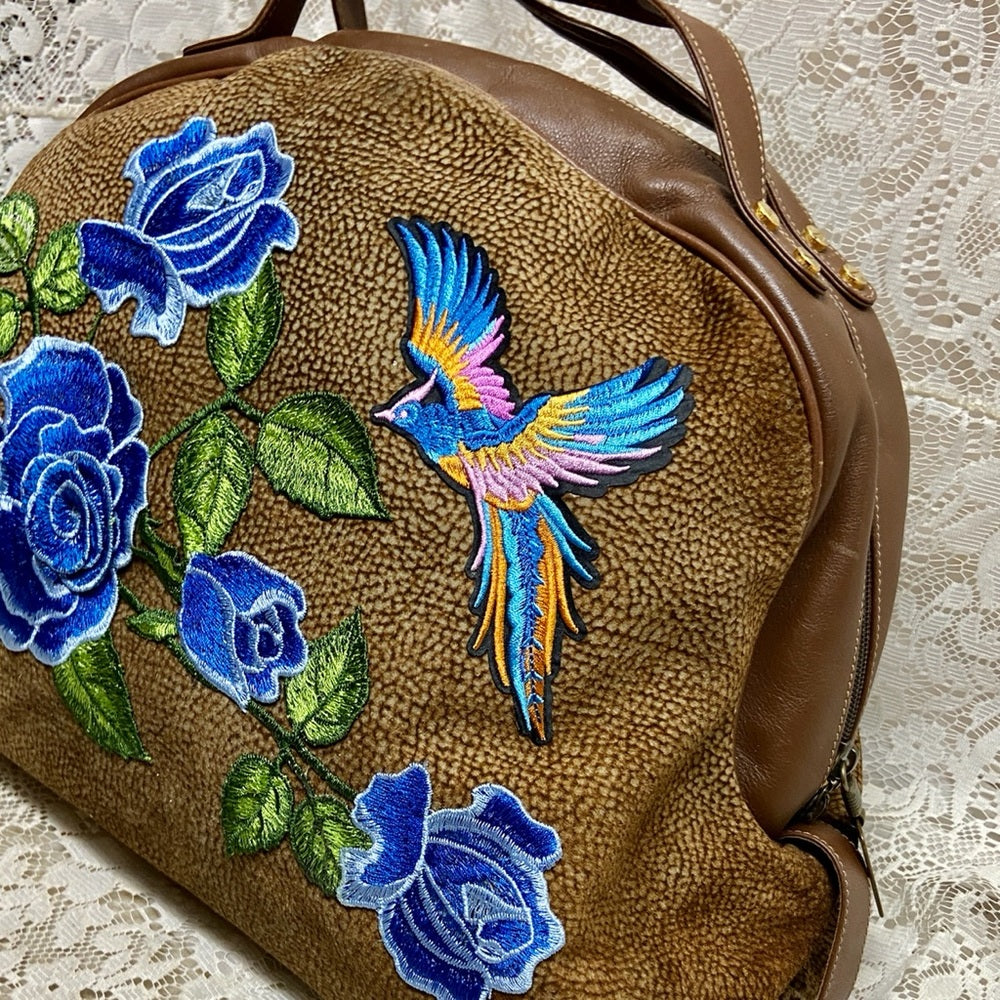 Borbonese Red Wall Quail Suede Leather Handbag