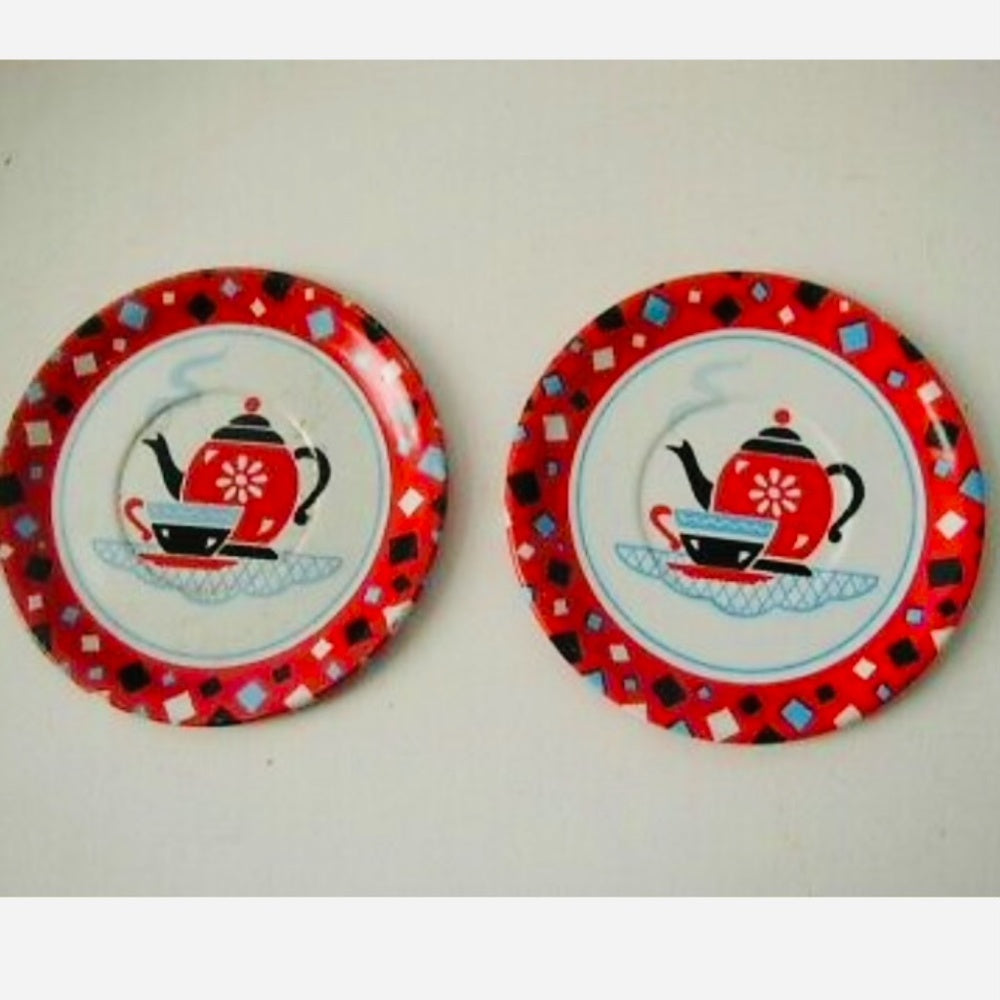 1959, Coffee Time Ohio Art, 8 pc Tin Child’s Tea Set