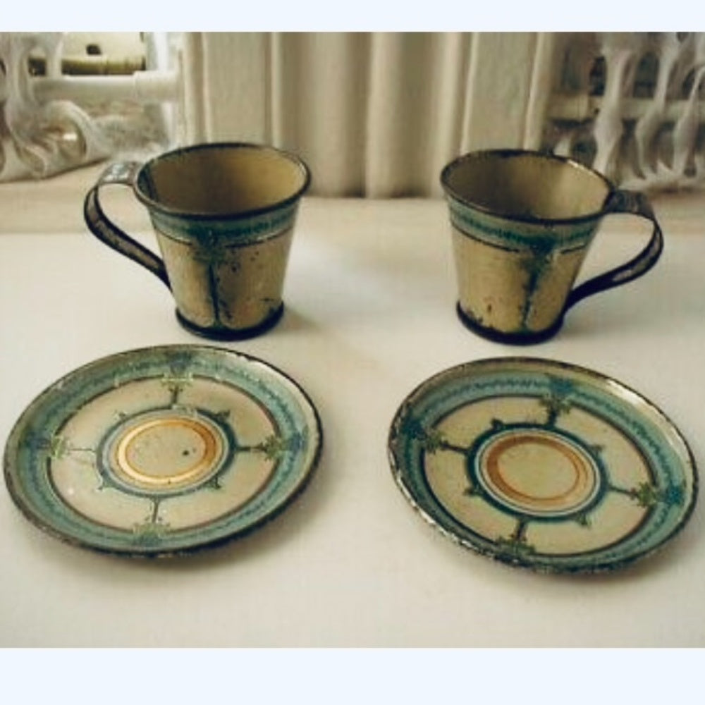 Art Deco, Elegant 7-pc Child’s Tin Tea Set