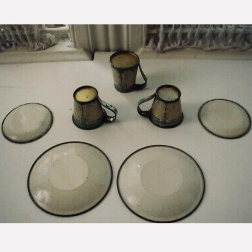 Art Deco, Elegant 7-pc Child’s Tin Tea Set