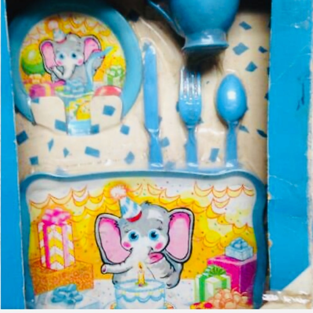 1960s Ohio Art, Birthday Party 21-pc Child’s Tin Tea Set In Orig. Box