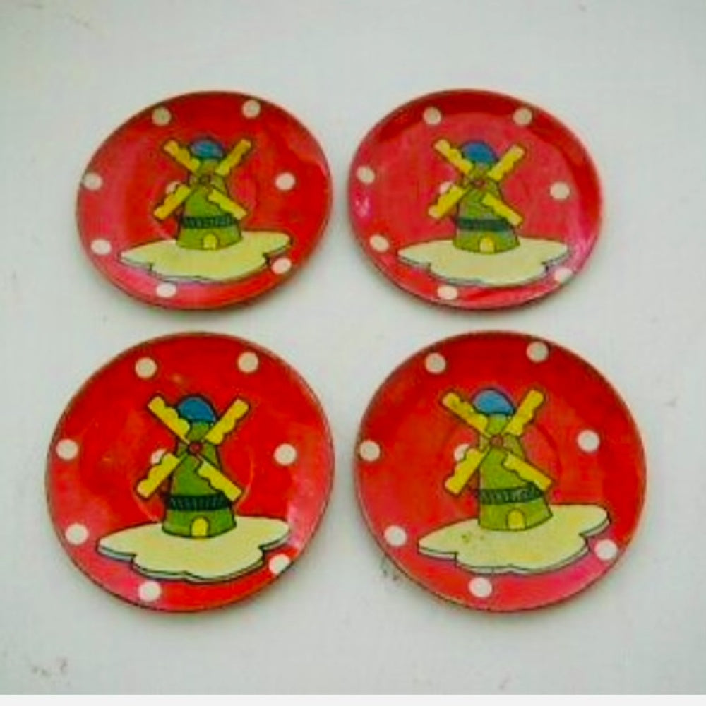 1940-50s Ohio Art #150, Dutch Winter, 15-pc Child’s Tin Tea Set