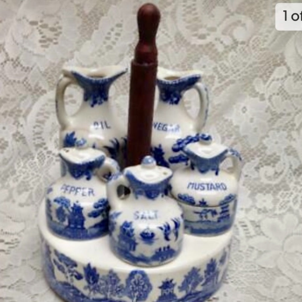 Vintage, Rare 9-pc Blue Willow Condiment Set – Treasure Trove