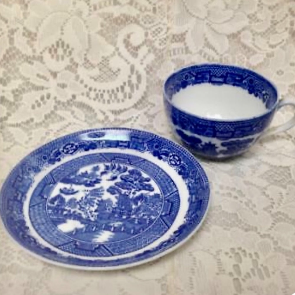 Vintage, Allerton, Blue Willow 6pc Tea and Dinner Set for 1