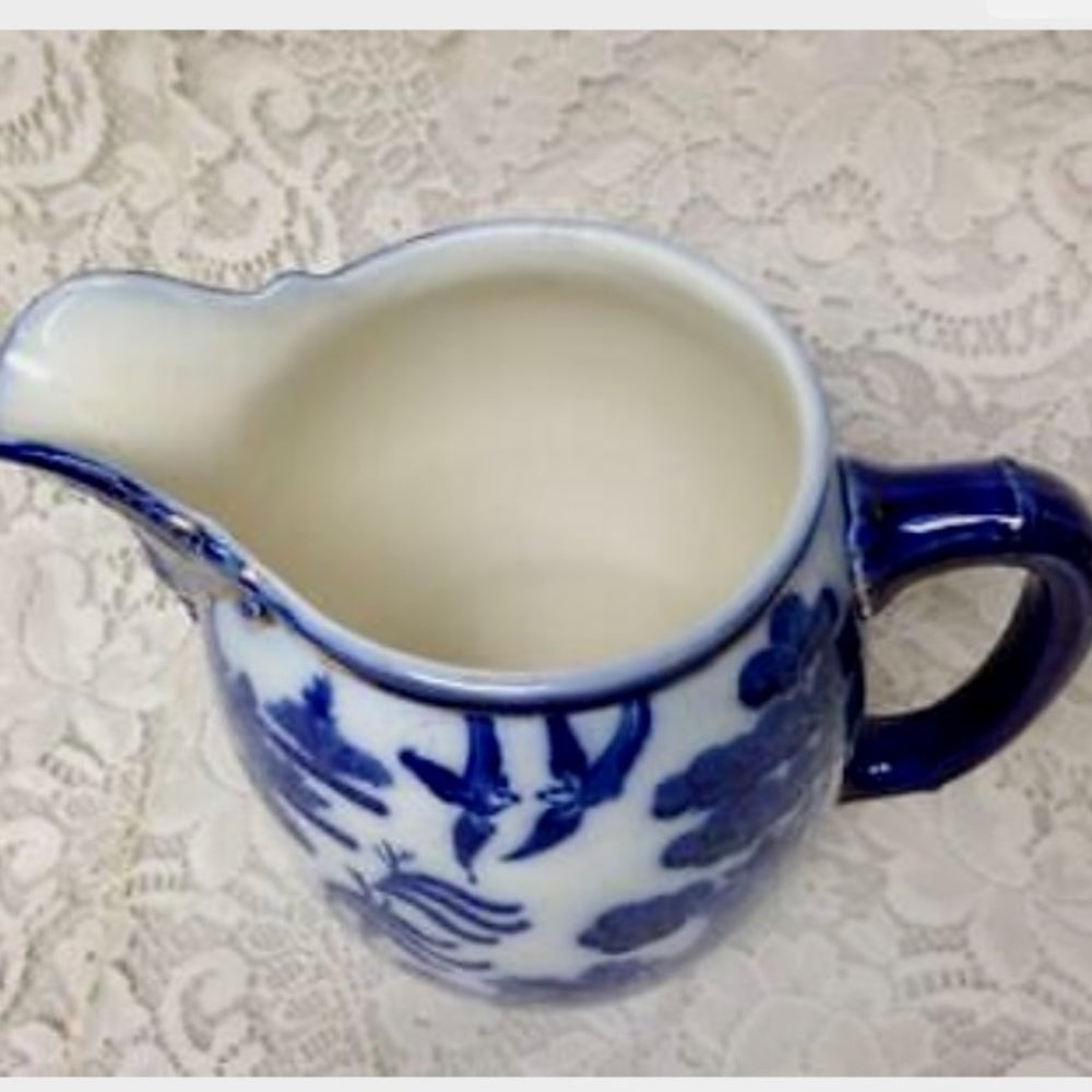 Antique, Rare, Royal Doulton England, Flow Blue Willow, Large 75oz Ewer-Pitcher