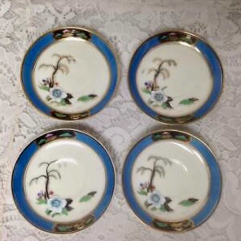 1908 Antique Noritake Japan. Polychrome Blue Willow, 13pc Demitasse Tea Set