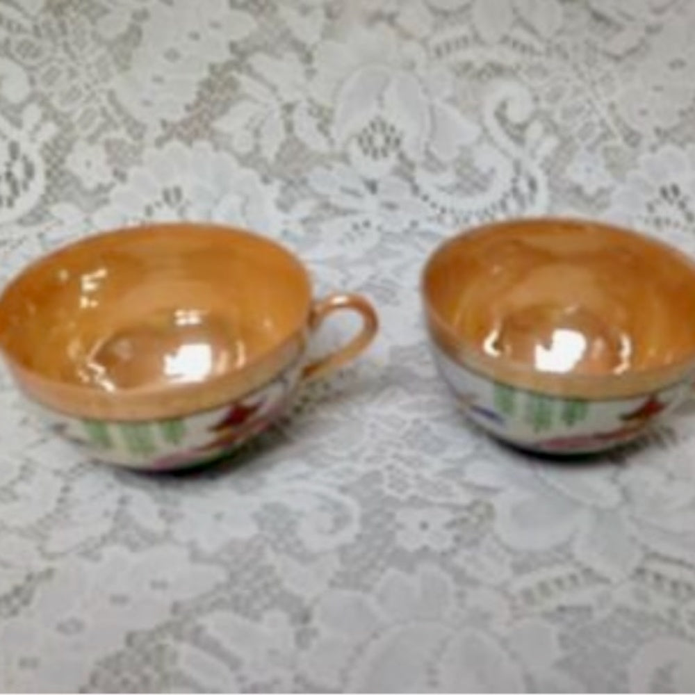 1920-30s, Lusterware, Japan, Variant Gaudy Blue Willow 11pc Tea Set