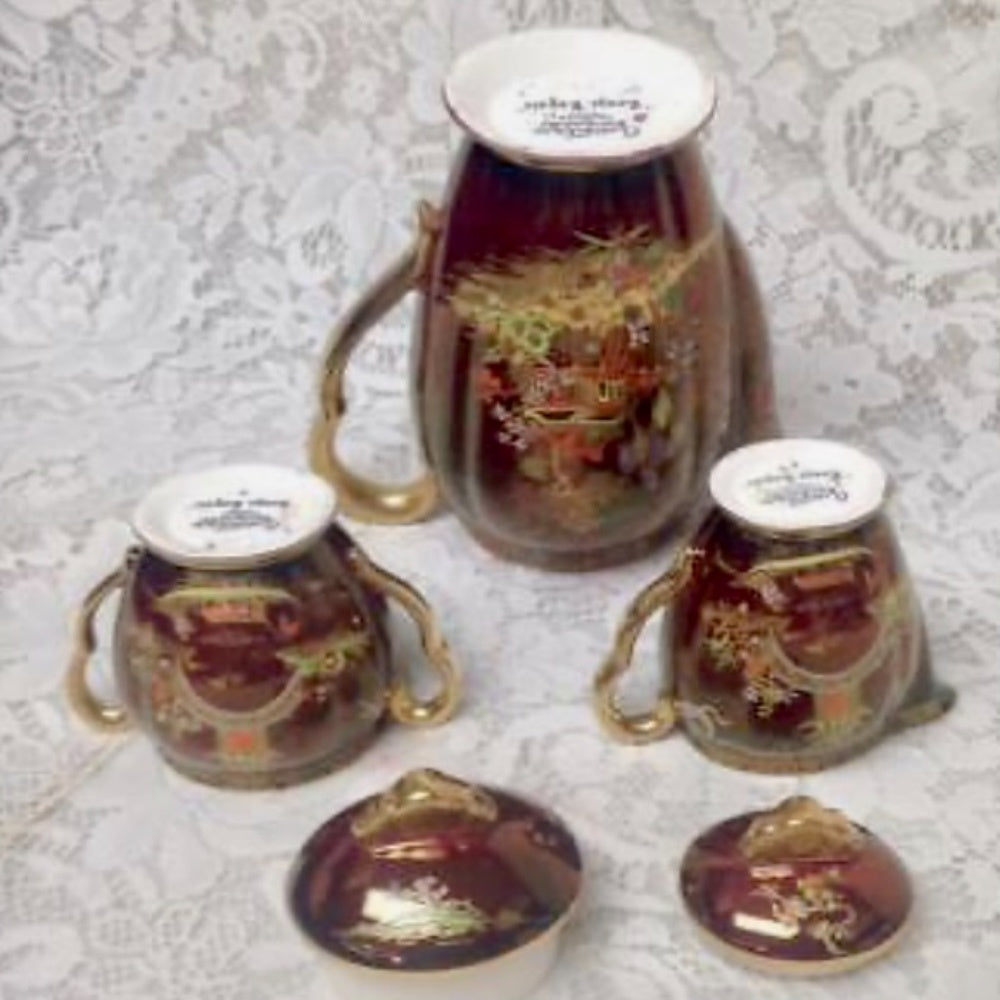 Vintage, Carlton Ware, Variant Polychrome Willow, 13pc Tea Set for 4