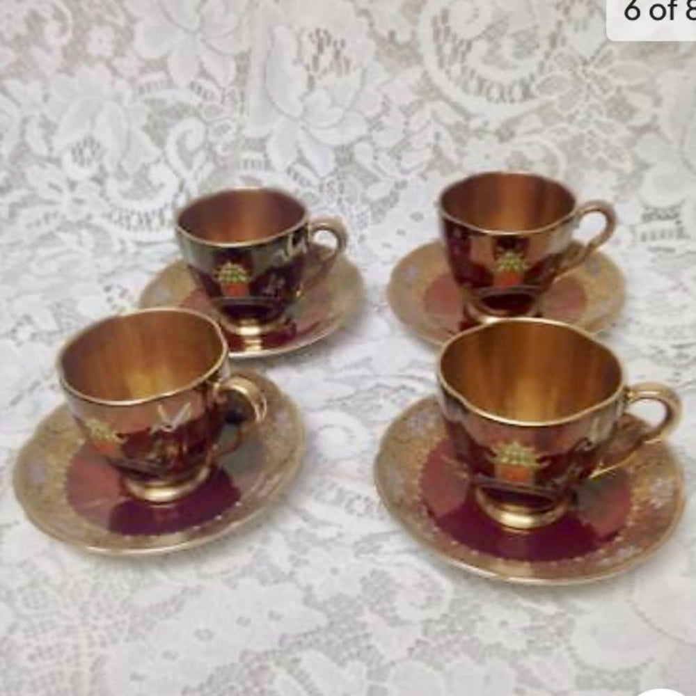 Vintage, Carlton Ware, Variant Polychrome Willow, 13pc Tea Set for 4