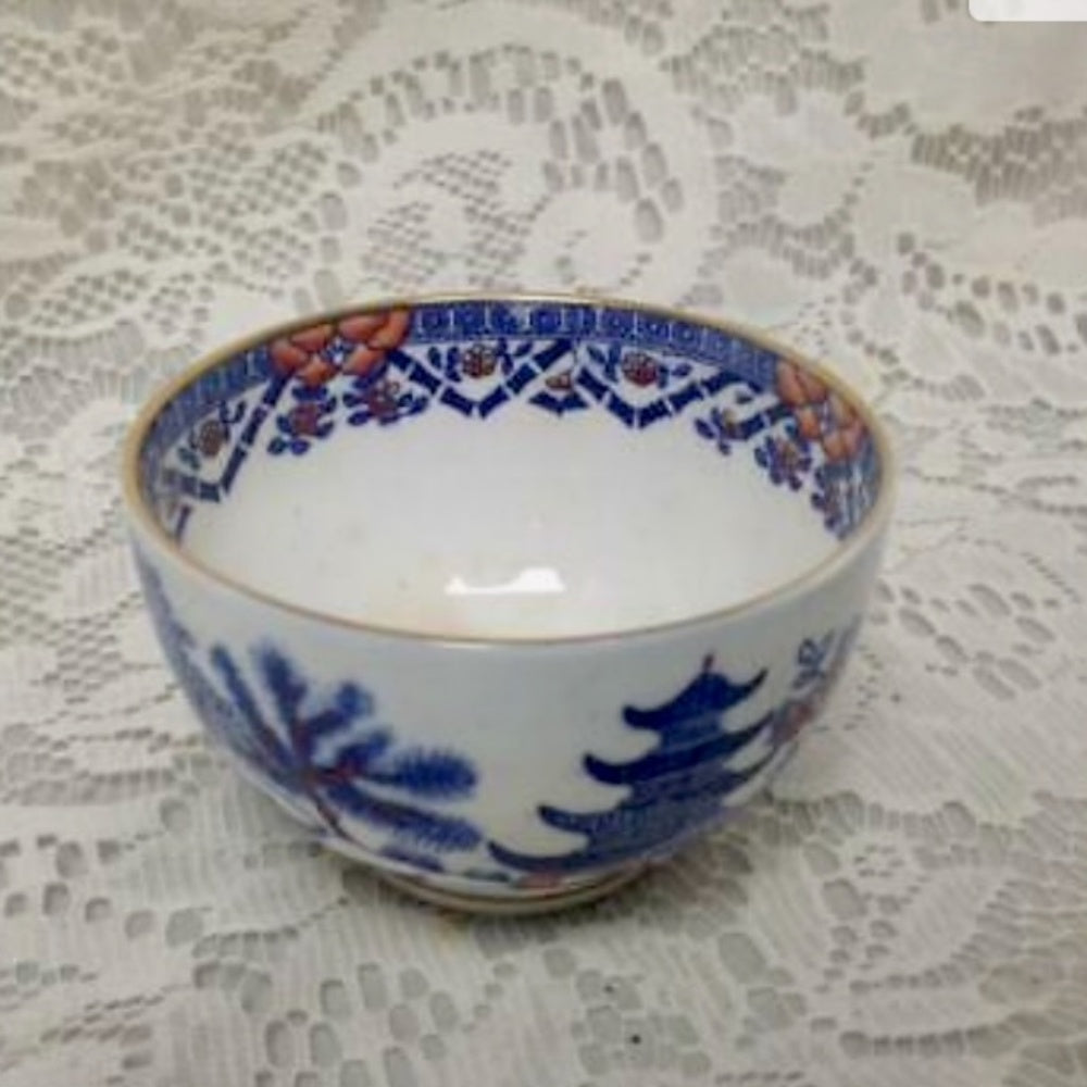 Antique, Rare, Royal Worcester, England, 4-pc Variant, Gaudy Blue Willow Tea Set