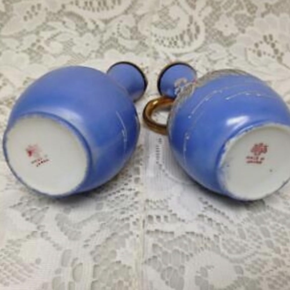 1920s, Japan, Rare, Moriage, Variant Gaudy Blue Willow 5pc Condiment Set(sftze)