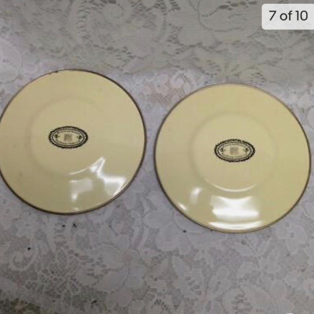 Vintage MacKenzie Childs Ltd., Beige Floral Enamelware, 8pcTea or CampSet (4ZO10