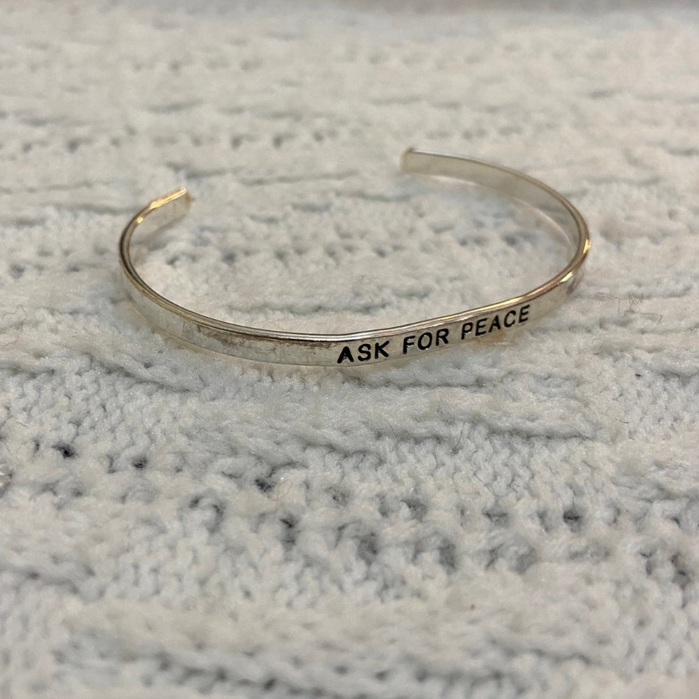 Silver Tone Peace Bangle