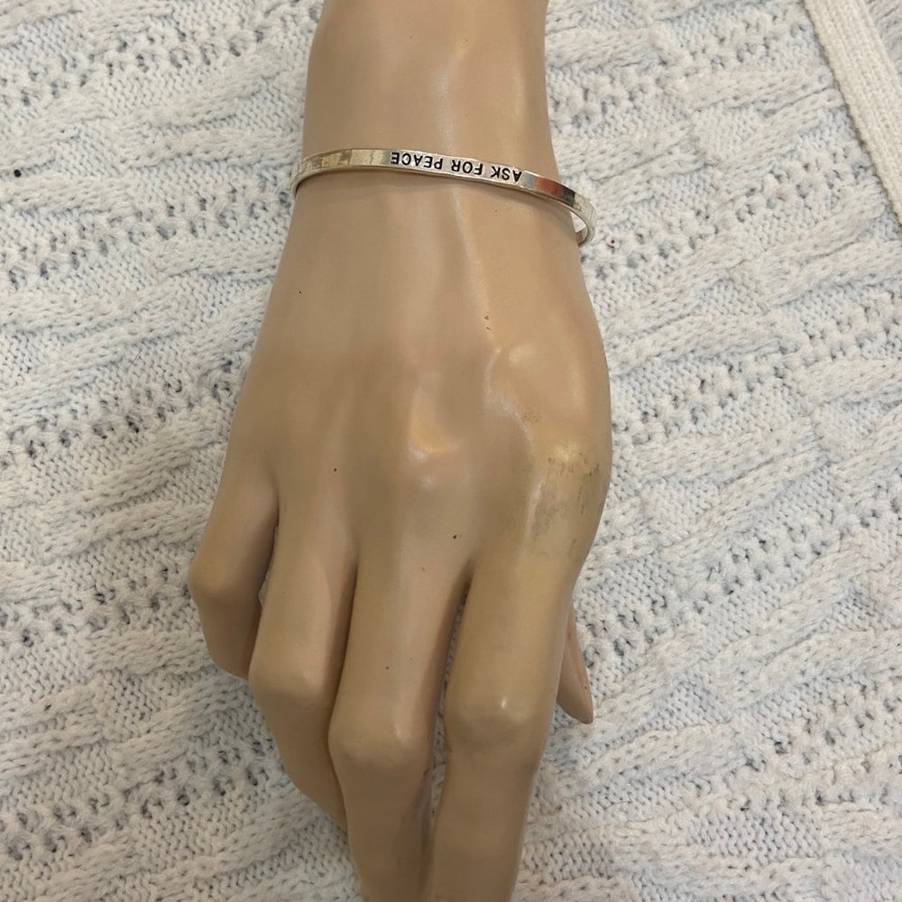Silver Tone Peace Bangle