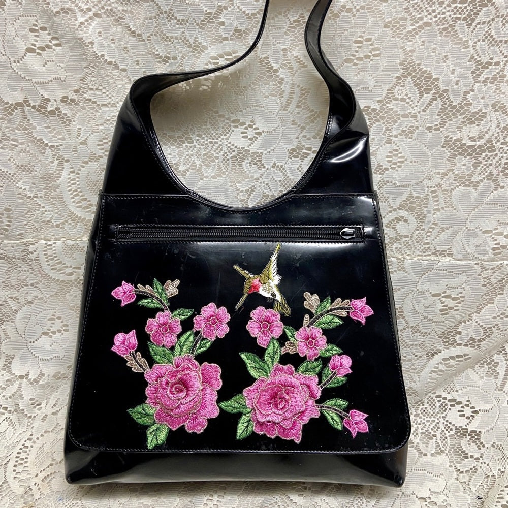 Gucci Black Enamel Patent Leather Shoulder Bag