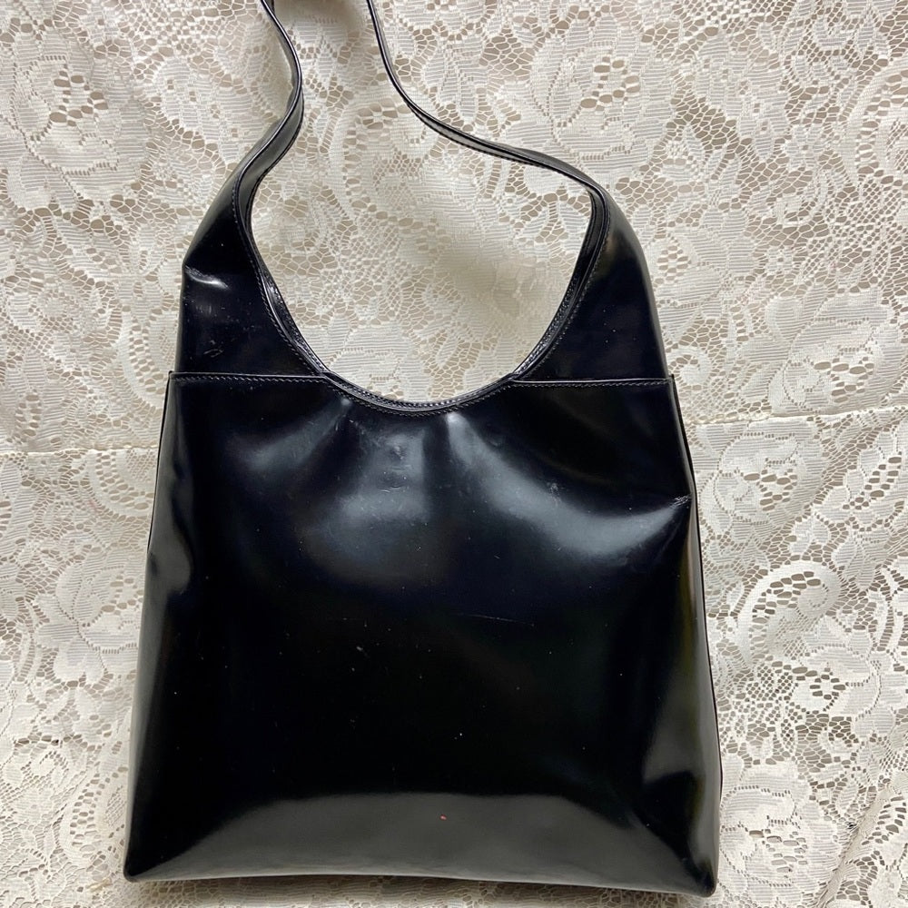 Gucci Black Enamel Patent Leather Shoulder Bag