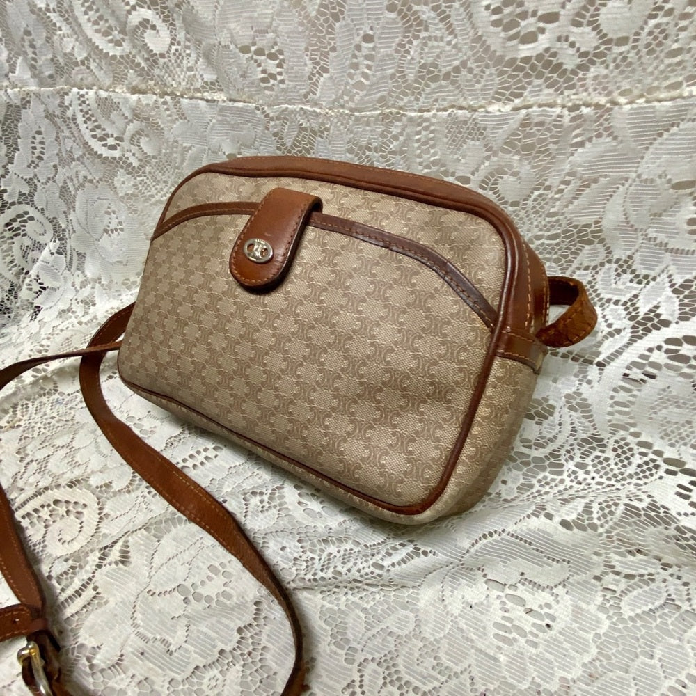 Celine, Cream Macadam Crossbody Handbag