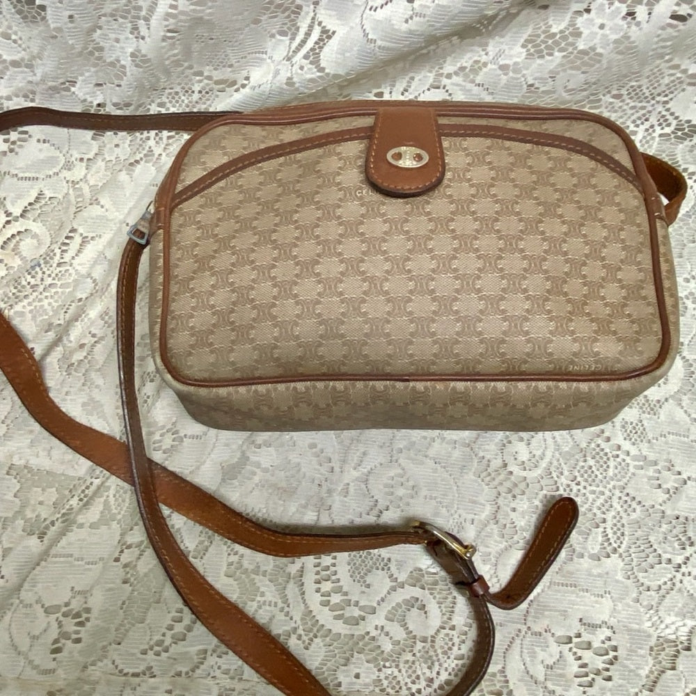 Celine, Cream Macadam Crossbody Handbag