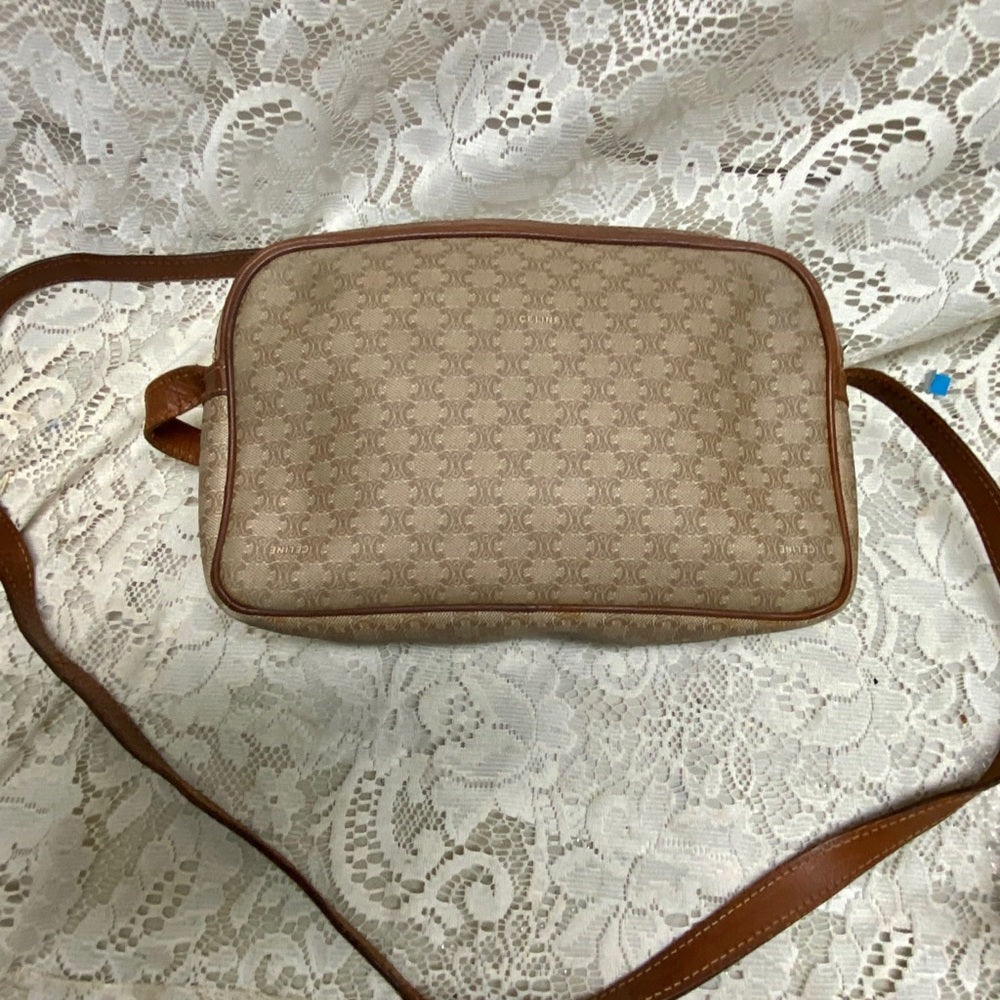 Celine, Cream Macadam Crossbody Handbag