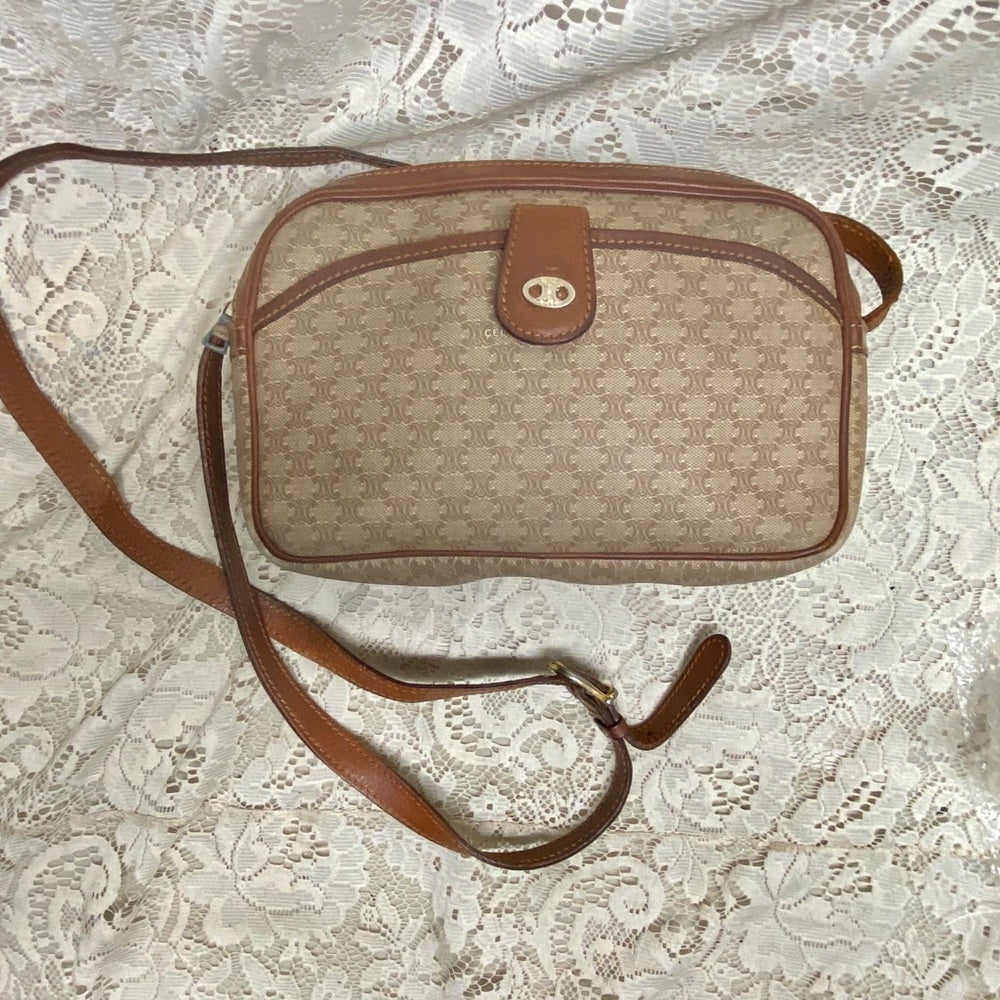 Celine, Cream Macadam Crossbody Handbag