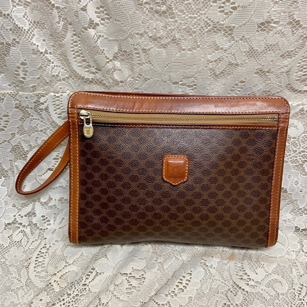 Celine, Brown Mono 2-way Clutch ,Crossbody Handbag
